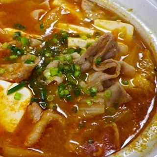 白菜豆腐バラコチュジャン鍋